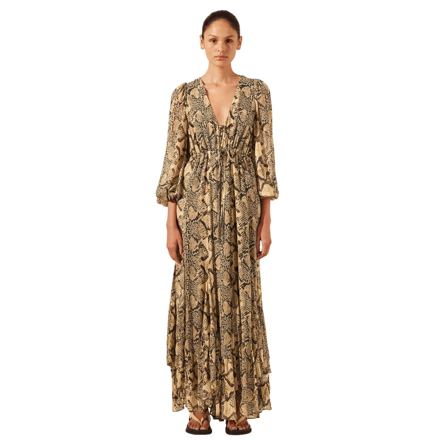 Shona Joy Hadiya Lace Front Drawstring Maxi Dress